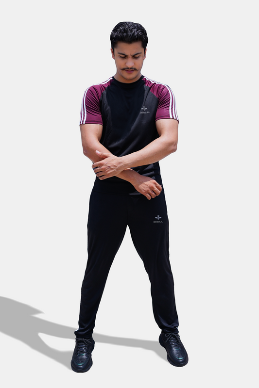 Tri_Linear Maroon Drifit Tracksuit