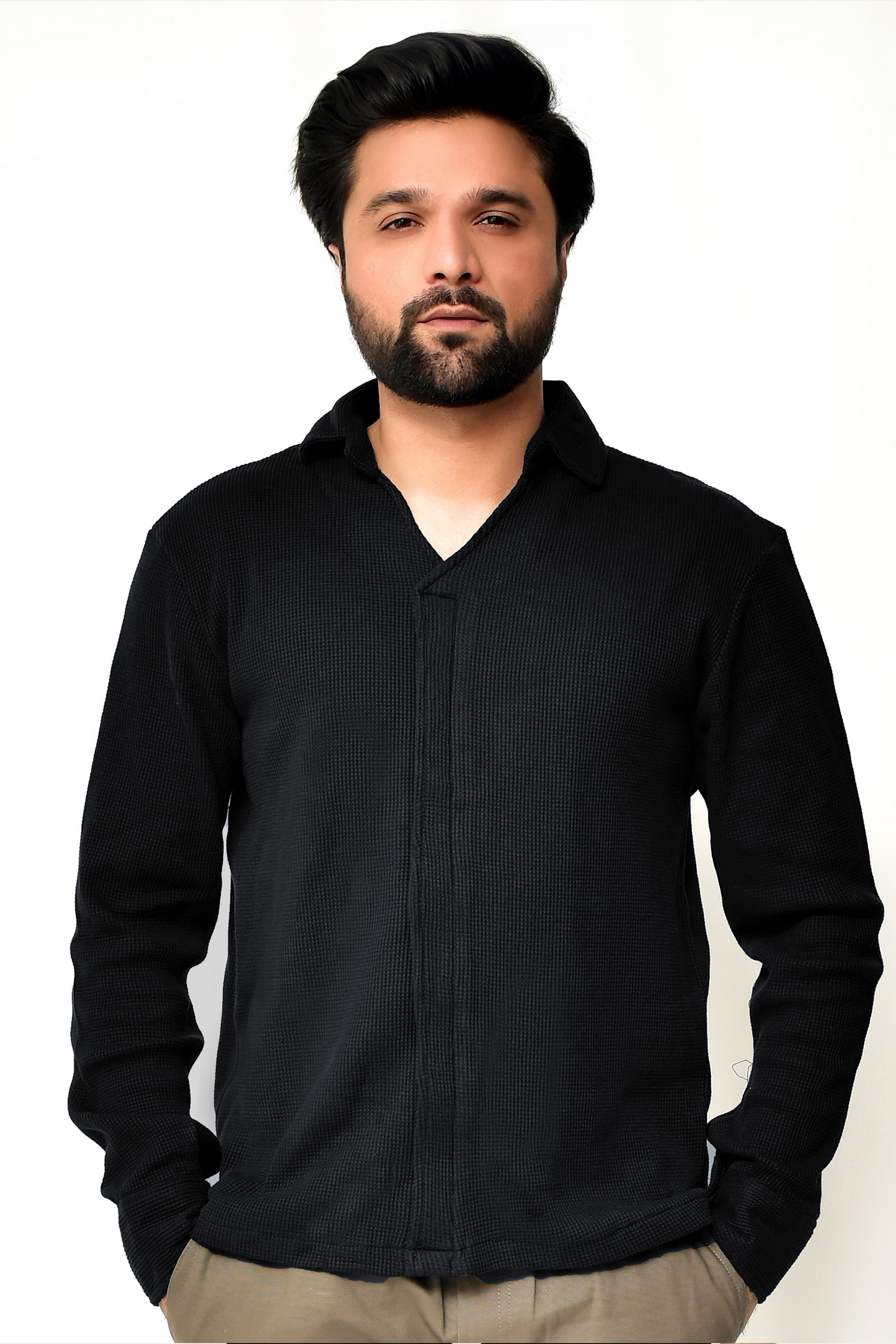 Black Premium Knitted Polo Shirt
